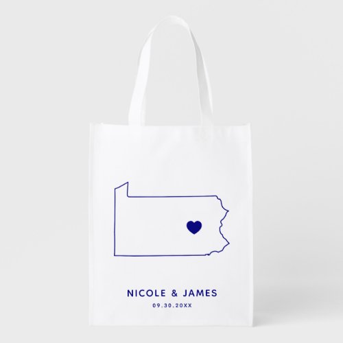 Pennsylvania Wedding Welcome Bag Navy Map Tote