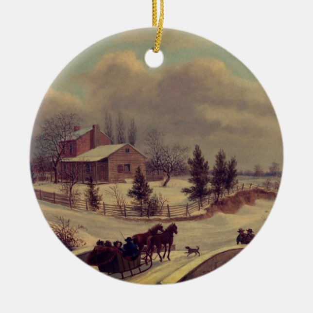 Pennsylvania Winter Scene by Birch: Ceramic Ornament (Front)