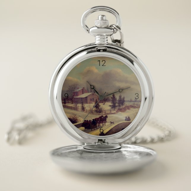 Pennsylvania Winter Scene by Birch:  Pocket Watch (Inside)