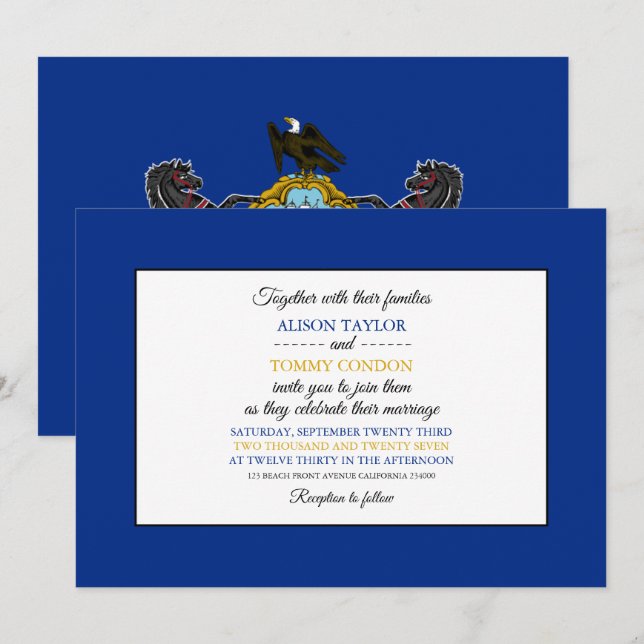 Pennsylvanian Flag, Flag of Pennsylvania Wedding Invitation (Front/Back)