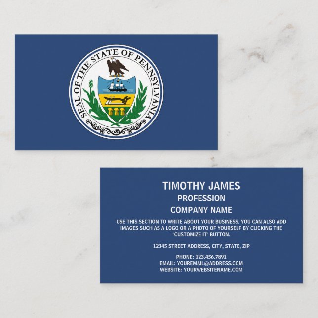Pennsylvanian Seal, Seal of Pennsylvania Business Card (Front/Back)
