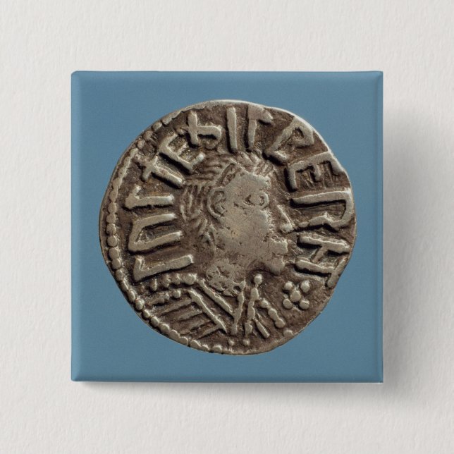 Penny Aethelberht Anglo-Saxon King East Anglia. Pinback Button (Front)