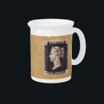 Penny Black Postage Stamp Drink Pitcher<br><div class="desc">Features an image of the British "Penny Black" in mint condition on an old paper background. The Penny Black was the first adhesive postage stamp used in a public postal system. The Penny Black was issued in London on May 1, 1840. Before 1840 it was normal to pay for postage...</div>