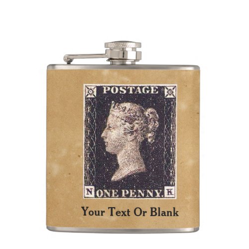 Penny Black Postage Stamp Hip Flask