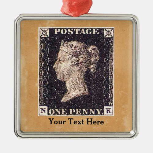 Penny Black Postage Stamp Metal Ornament