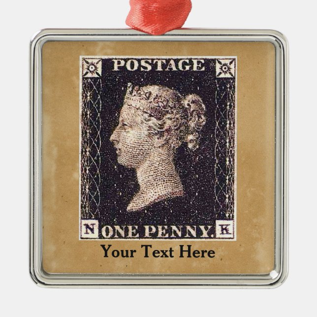 Penny Black Postage Stamp Metal Ornament (Front)