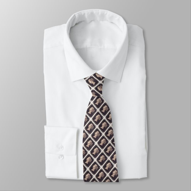 Penny Black Postage Stamp Neck Tie (Tied)