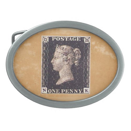Penny Black Postage Stamp Oval Belt Buckle