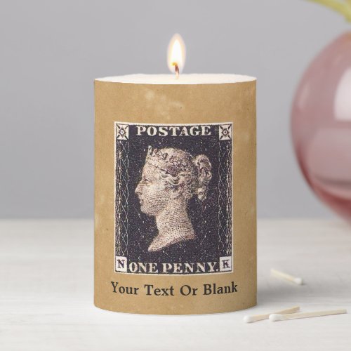 Penny Black Postage Stamp Pillar Candle