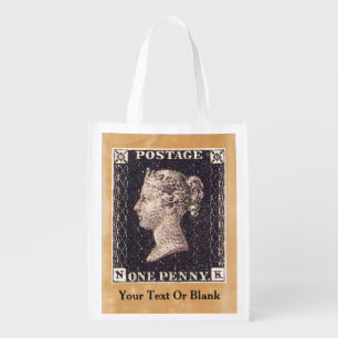 Penny Black Postage Stamp Reusable Grocery Bag
