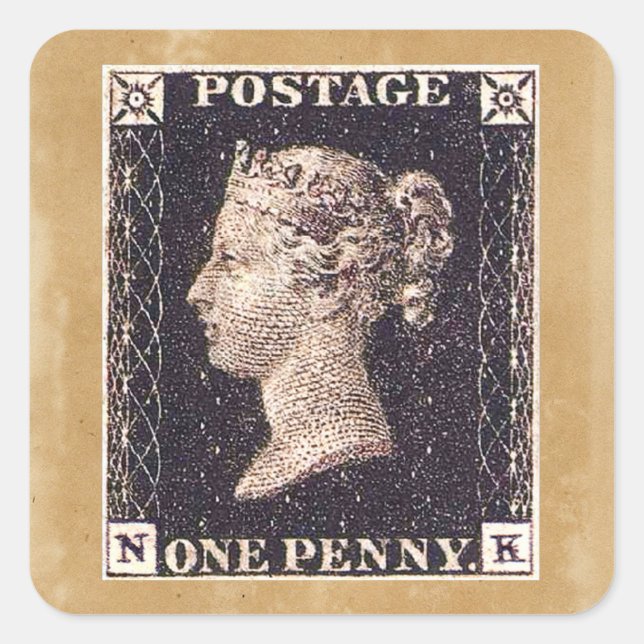 Penny Black Postage Stamp Square Sticker (Front)