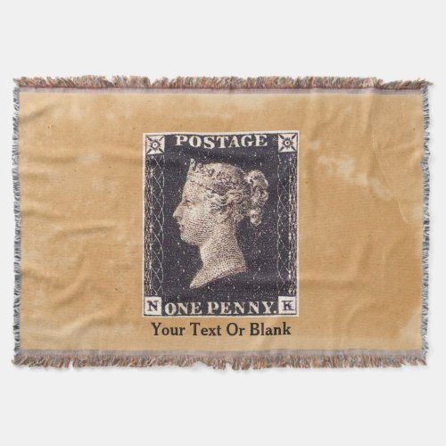 Penny Black Postage Stamp Throw Blanket