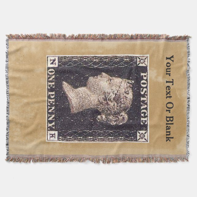 Penny Black Postage Stamp Throw Blanket (Front)