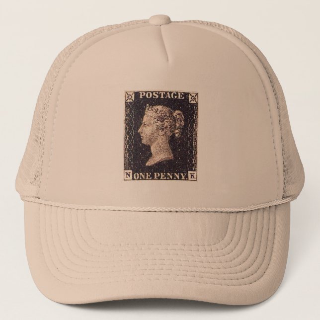 Penny Black Postage Stamp Trucker Hat (Front)