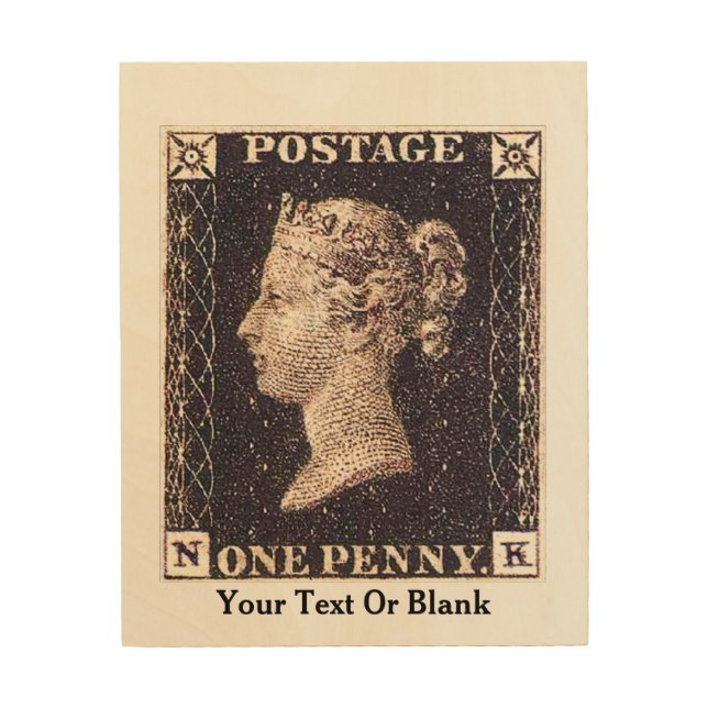 Penny Black Postage Stamp Wood Wall Art (Front)