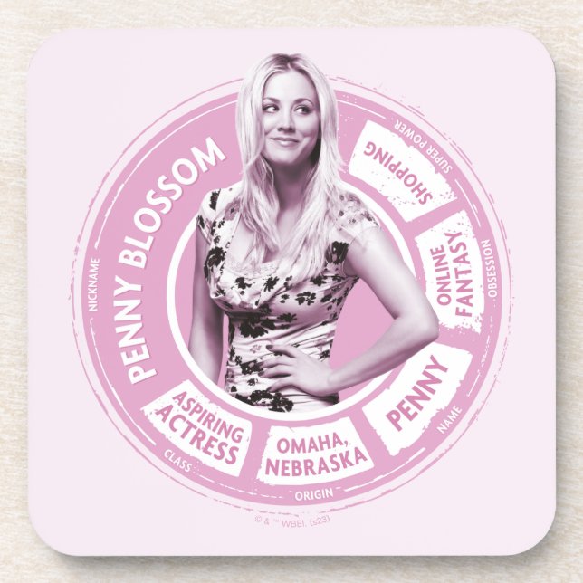 Penny Blossom Info Graphic Beverage Coaster (Front)