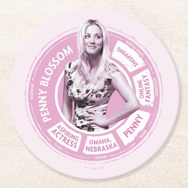 Penny Blossom Info Graphic Round Paper Coaster (Front)