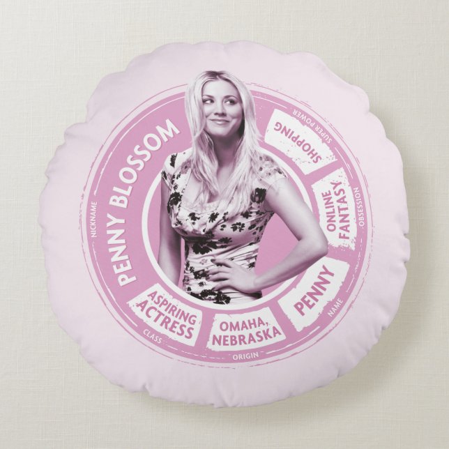 Penny Blossom Info Graphic Round Pillow (Front)
