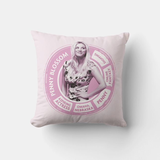 Penny Blossom Info Graphic Throw Pillow (Front)