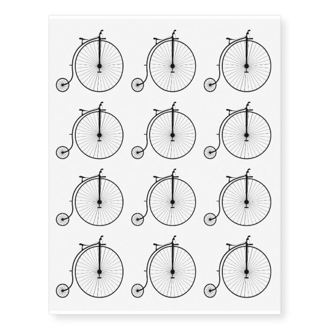 Penny Farthing Bike Design Temporary Tattoos (Front)