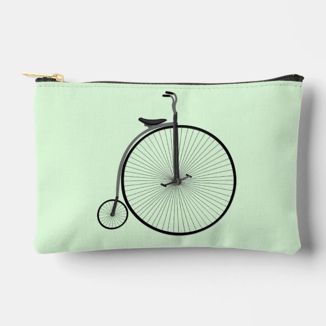 Penny-Farthing High-Wheel Antique Bicycle on Mint Accessory Pouch (Front)