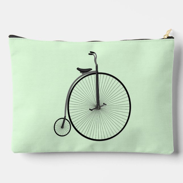 Penny-Farthing High-Wheel Antique Bicycle on Mint Accessory Pouch (Back)