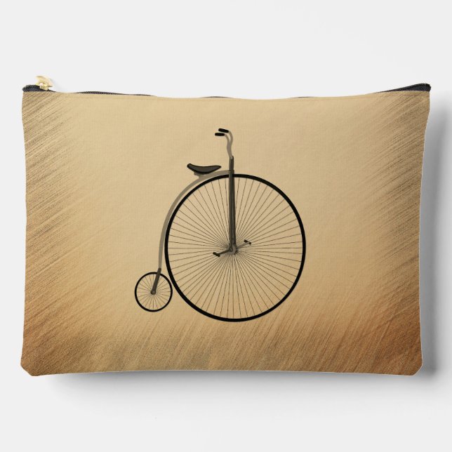 Penny-Farthing High-Wheel Antique Bicycle Rustic Accessory Pouch (Front)