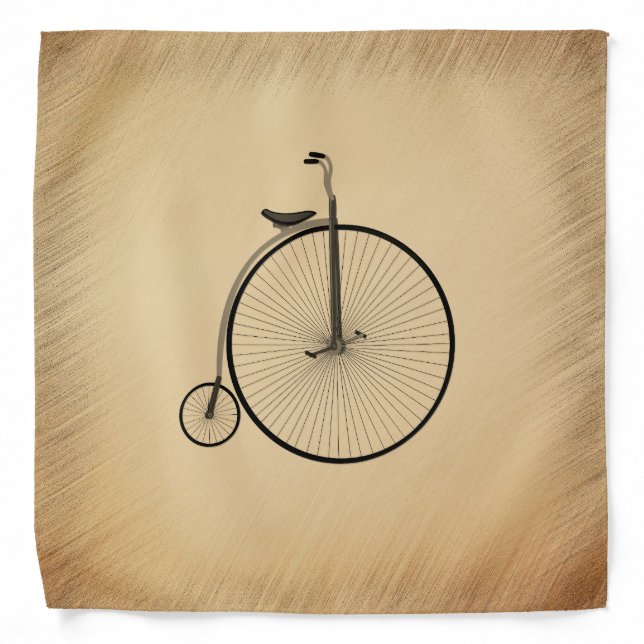 Penny-Farthing High-Wheel Antique Bicycle Rustic Bandana (Front)