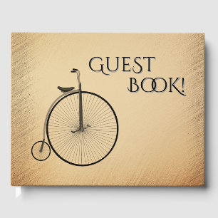 Penny-Farthing High-Wheel Antique Bicycle Rustic Guest Book