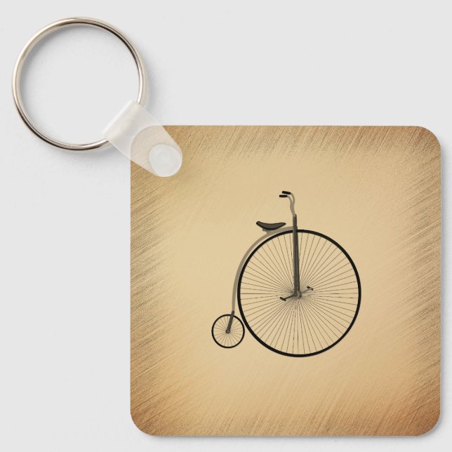 Penny-Farthing High-Wheel Antique Bicycle Rustic Keychain (Front)