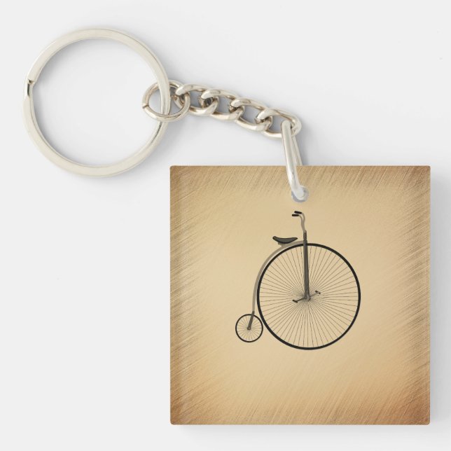 Penny-Farthing High-Wheel Antique Bicycle Rustic Keychain (Front)