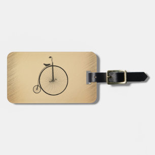 Penny-Farthing High-Wheel Antique Bicycle Rustic Luggage Tag