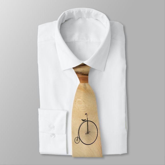 Penny-Farthing High-Wheel Antique Bicycle Rustic Neck Tie (Tied)