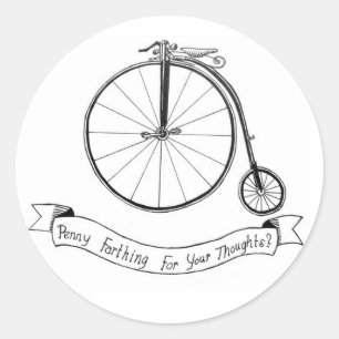 Penny Farthing Illustration Classic Round Sticker