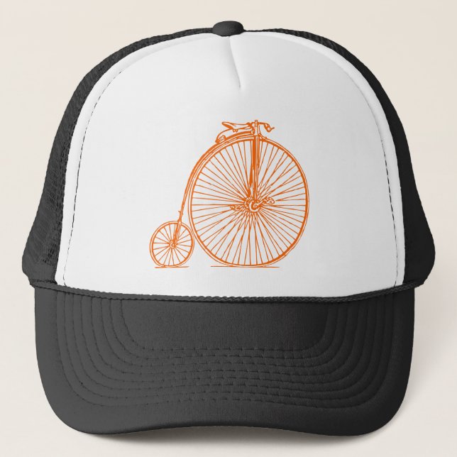 Penny Farthing - Orange Trucker Hat (Front)