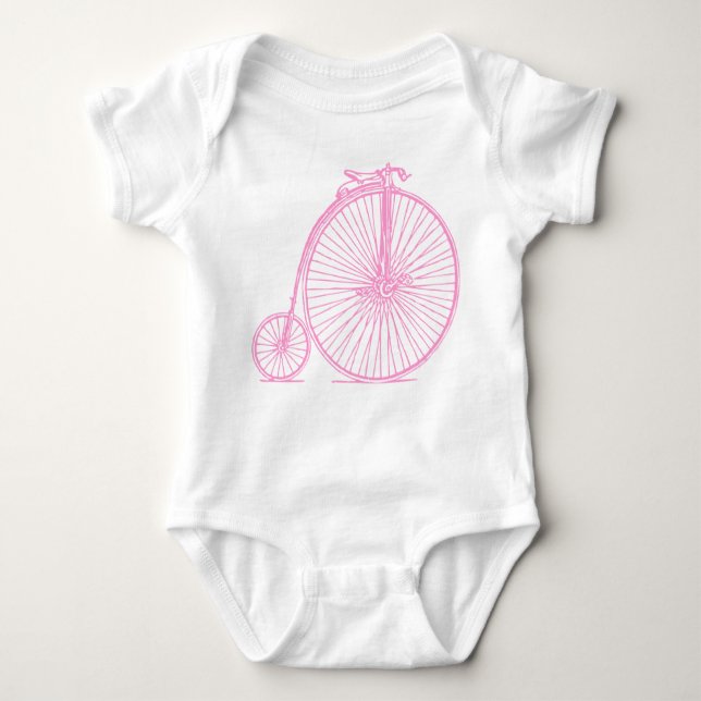 Penny Farthing - Pink Baby Bodysuit (Front)