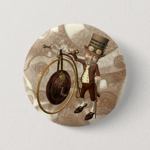 Penny Farthing Steampunk Pinback Button