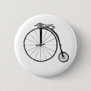 Penny Farthing Vintage Bicycle Illustration Button