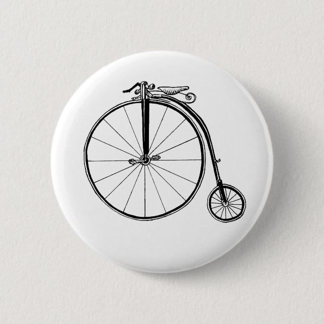 Penny Farthing Vintage Bicycle Illustration Button (Front)