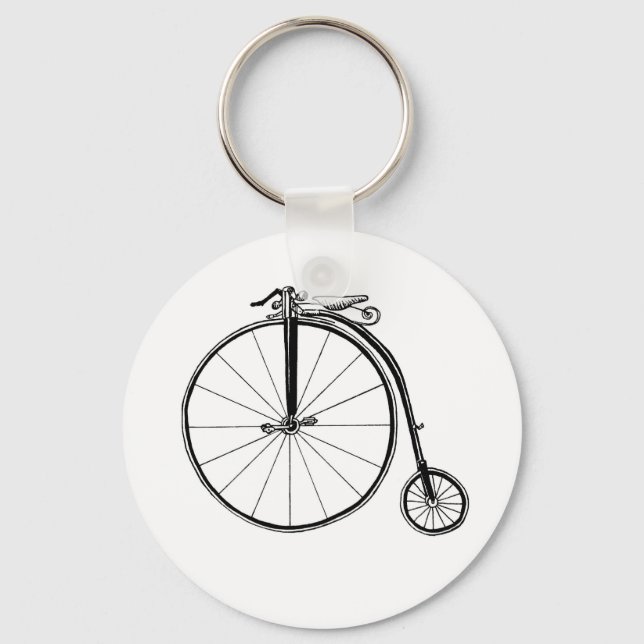 Penny Farthing Vintage Bicycle Illustration Keychain (Front)