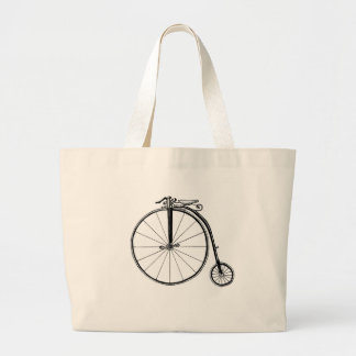 Penny Farthing Vintage Bicycle Illustration Large Tote Bag