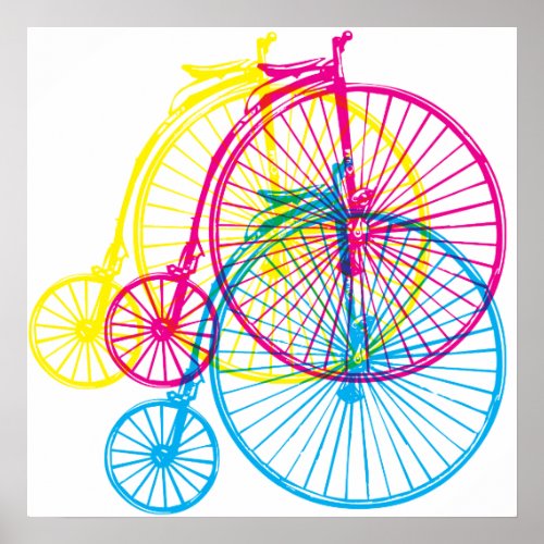 Penny Farthings CMYK Poster