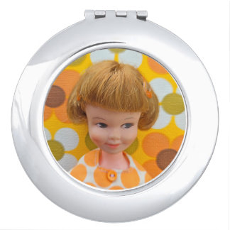 Penny Flower Power Yellow and Olive Green Compact Mirror