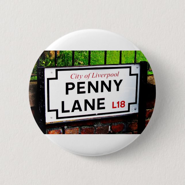 penny lane Liverpool England sign Pinback Button (Front)