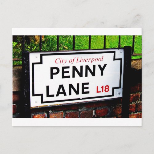 penny lane Liverpool England sign Postcard