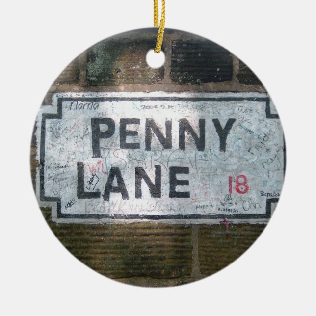 Penny Lane Street Sign Ceramic Ornament (Front)