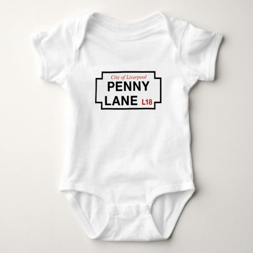 Penny Lane Street Sign Liverpool UK Baby Bodysuit