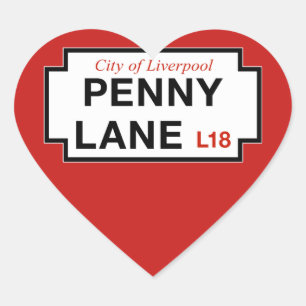 Penny Lane, Street Sign, Liverpool, UK Heart Sticker