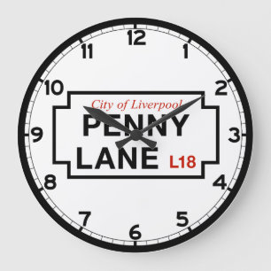 Penny Lane, Street Sign, Liverpool, UK Large Clock