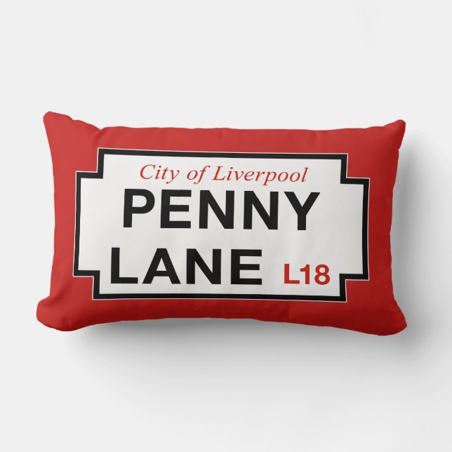 Penny Lane, Street Sign, Liverpool, UK Lumbar Pillow (Front)